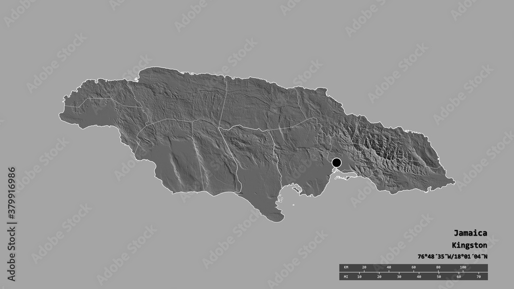 Location of Clarendon, parish of Jamaica,. Bilevel