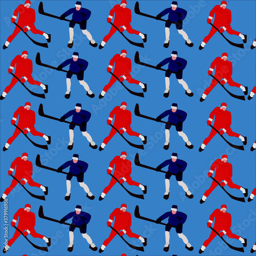 pattern hockey players vector illustration, goalkeeper