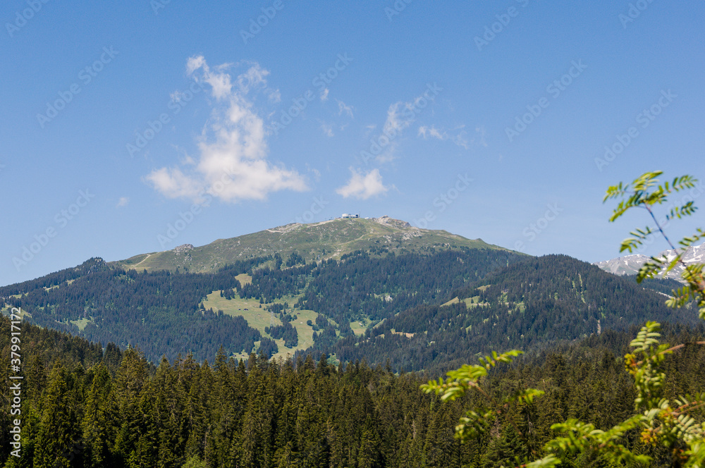 Crap Sogn Gion, Bergstation, Caumasee, Bergsee, Flims, Wald, Laax, Alpen, Wanderweg, Graubünden, Sommer, Schweiz