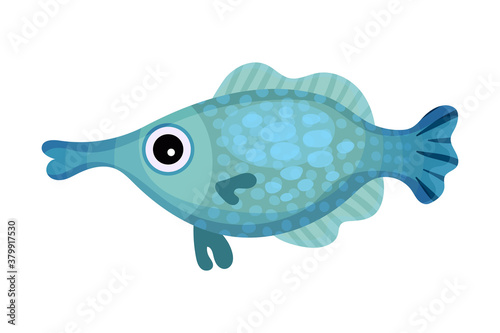 Funny Fish with Side Fins as Marine Animal Vector Illustration