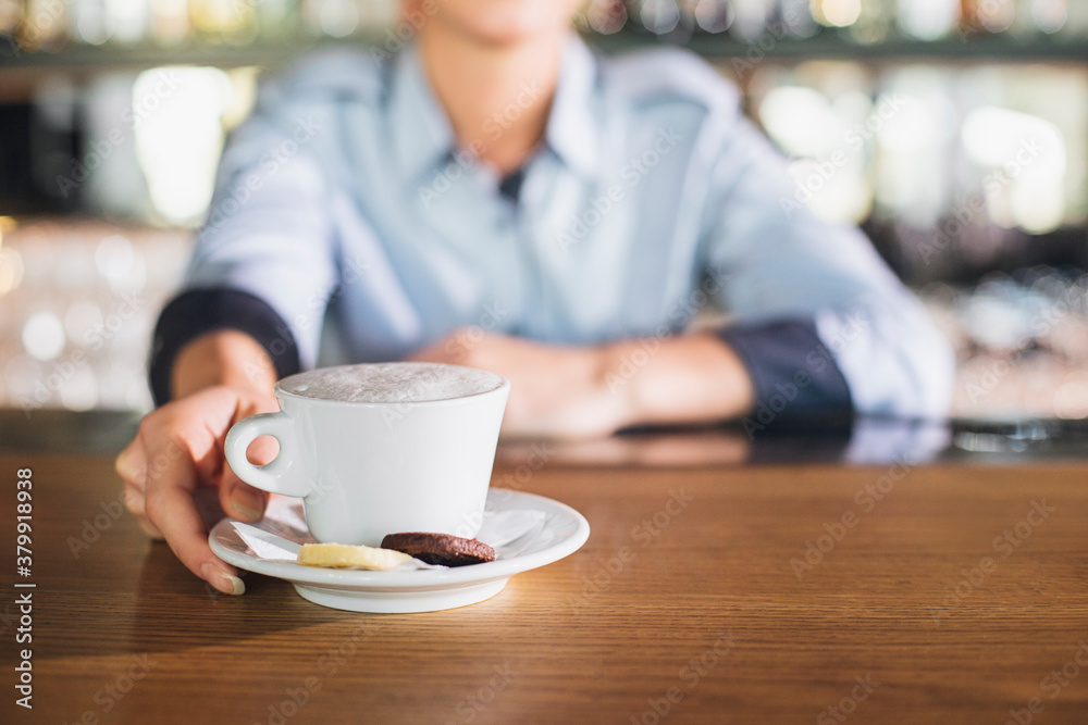 Bartendner Serving Coffee Bartendner Serving Coffee