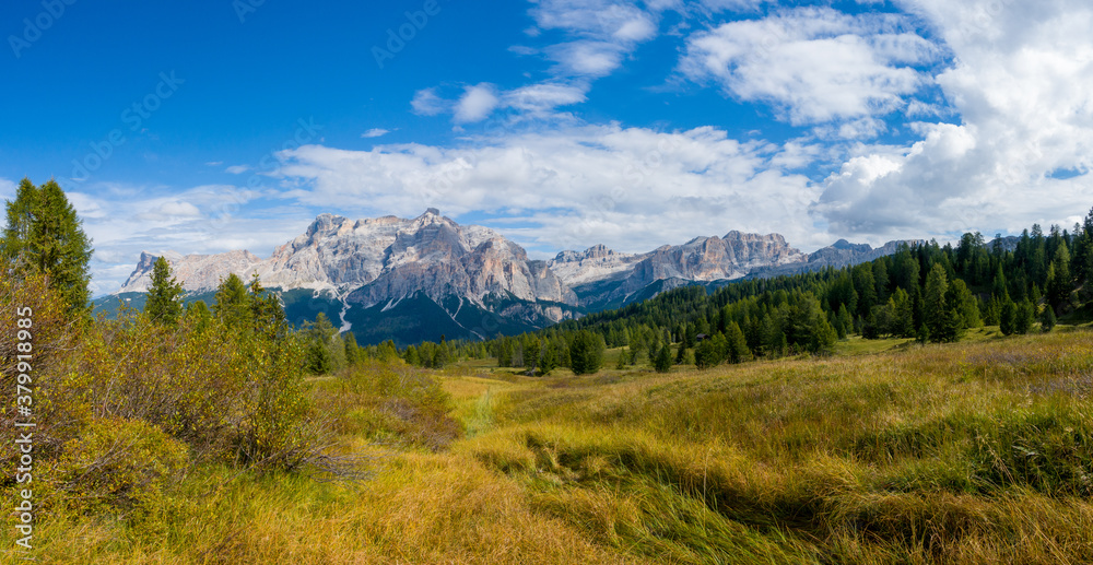 Hiking in the Dolomites - beautiful mountain panorama, South Tirol Italy