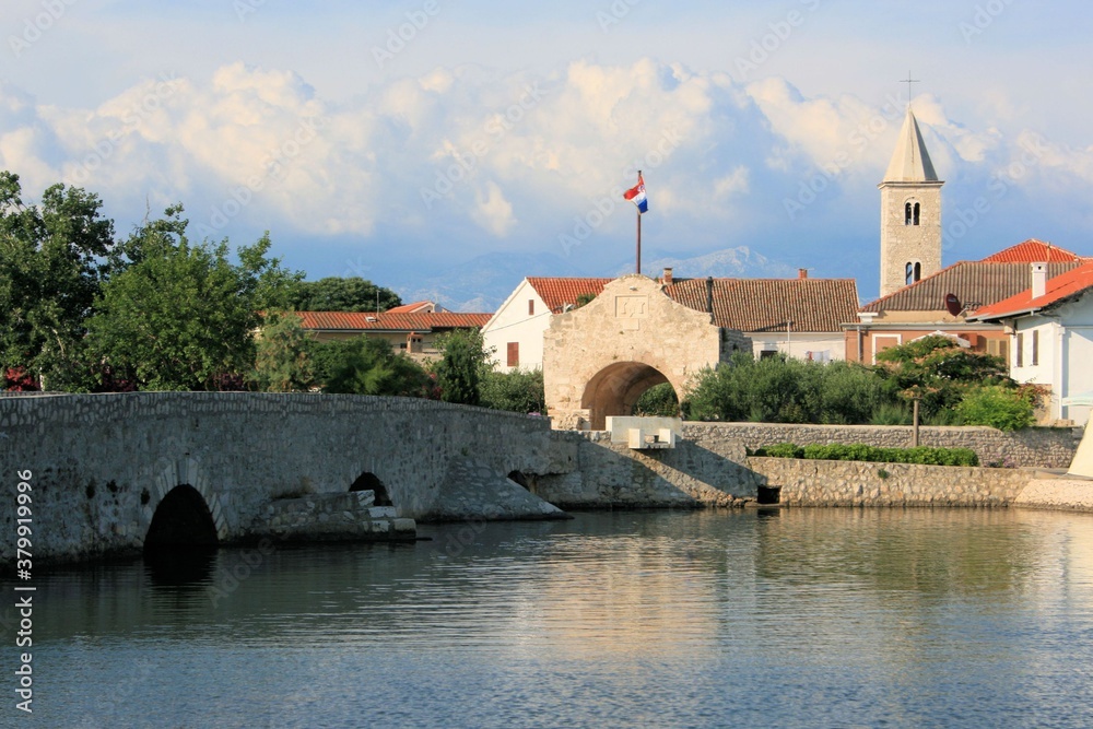 entrance bridge to the small Roman city Nin, Croatia