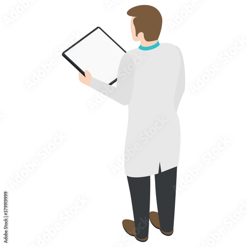 
Radiologist doctor character isometric design.  
