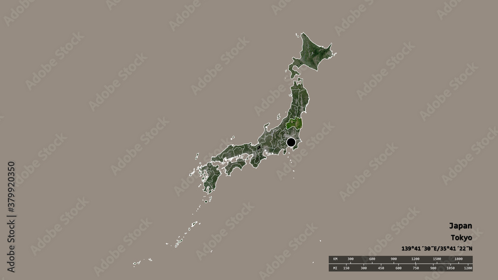 Location of Fukushima, prefecture of Japan,. Satellite