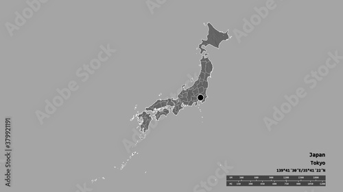 Location of Hyogo, prefecture of Japan,. Bilevel photo