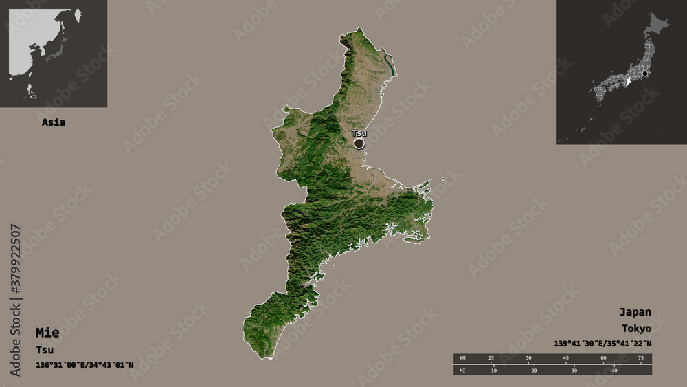 Mie, prefecture of Japan,. Previews. Satellite