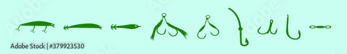 set of fishing lure cartoon icon design template with various models. vector illustration isolated on blue background