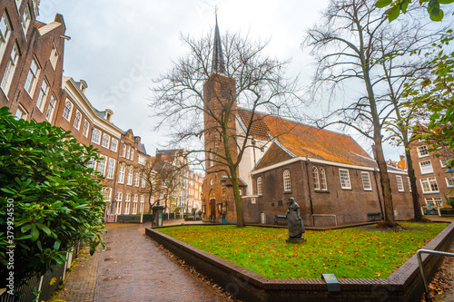 Photography Begijnhof Hofje , the most famous Hofje in Amsterdam , Netherlands