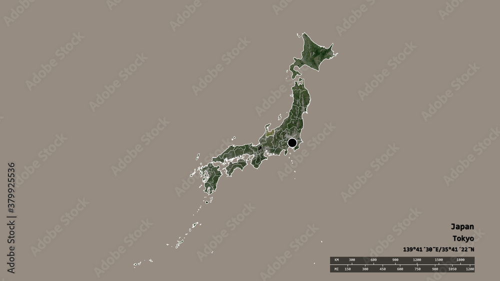 Obraz premium Location of Toyama, prefecture of Japan,. Satellite