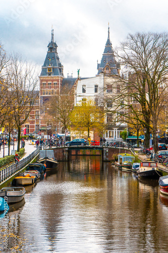 Photography Nice spots of Rijksmusuem from the bridge in the center of Amsterdam , Netherlan