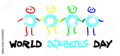 World diabetes day month awareness 14 14th of November circle blue ribbon health Vector icon symbol Blue circle sign signs Diabetes Type One 1 Glucose meter Blood drop diabetic stop Choose Hope