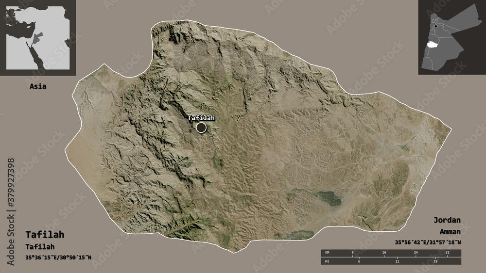 Tafilah, province of Jordan,. Previews. Satellite