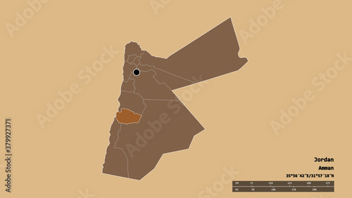 Location of Tafilah, province of Jordan,. Pattern photo