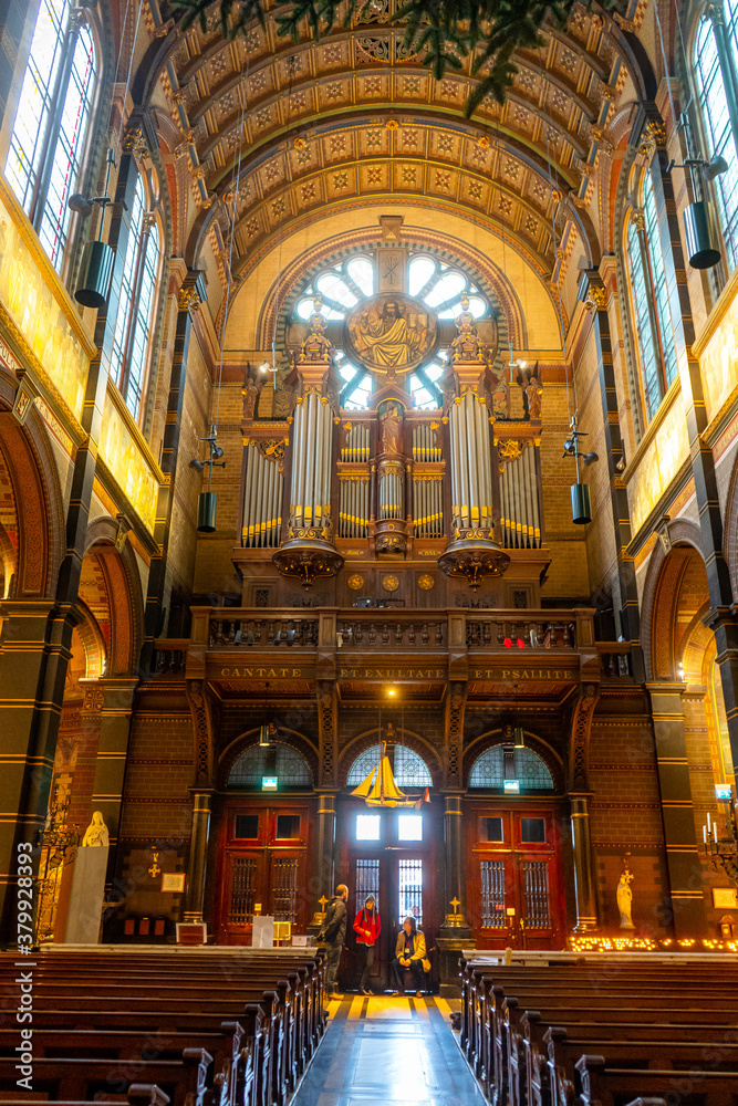 The interior of Basilica of Saint Nicholas in Amsterdam , Netherlands The interior of Basilica of Saint Nicholas in Amsterdam , Netherlands