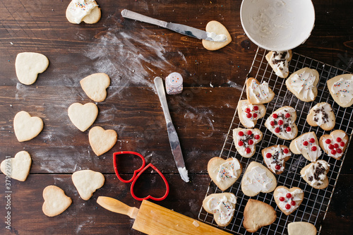 Valentine's day decorated heart shaped cookies