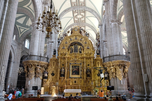 Mexico City - Metropolitan Cathedral interior golden altar