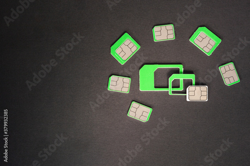 lots of nano and micro sim cards extract from sim card adaptor