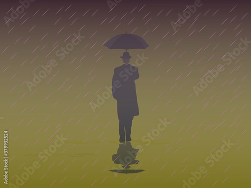 Men's Trench Coat
An umbrella walking in the rain