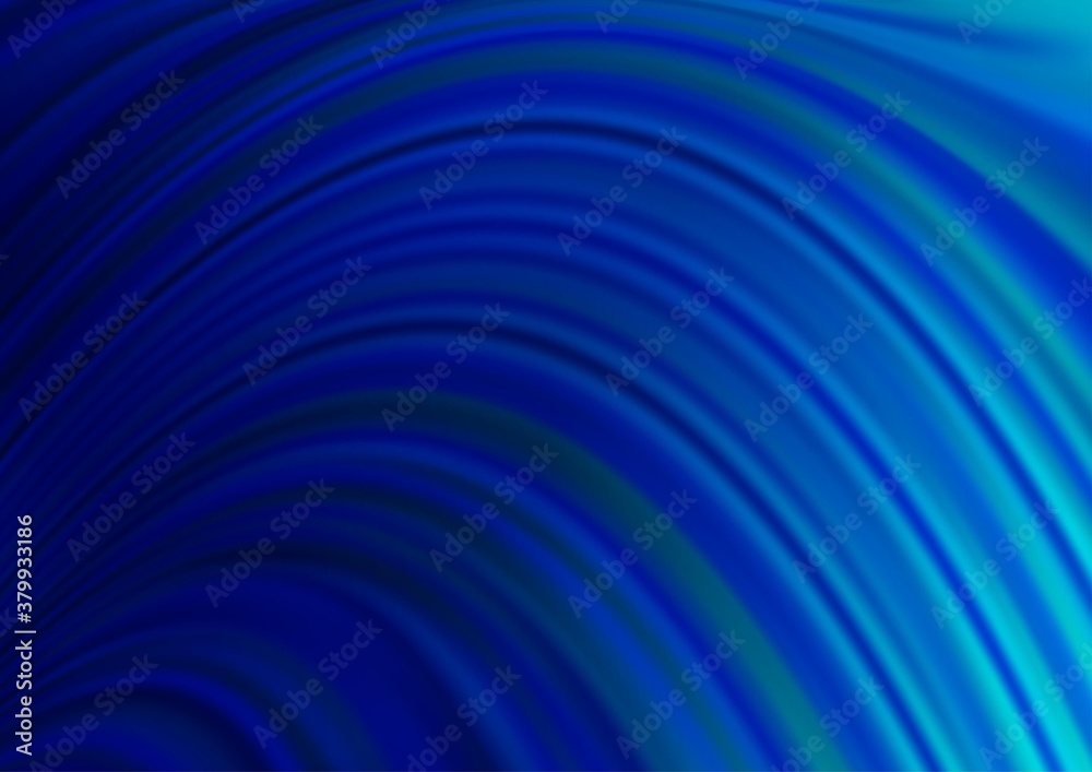 Dark BLUE vector pattern with curved circles. Blurred geometric sample with gradient bubbles.  Marble style for your business design.