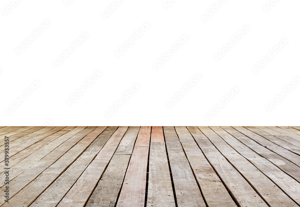wooden floor and wall on white background