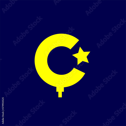 letter C and a star. celebrity logo. showbiz graphic assets.