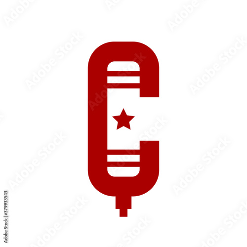 letter C forming a microphone. good for singer, music or podcast logo.