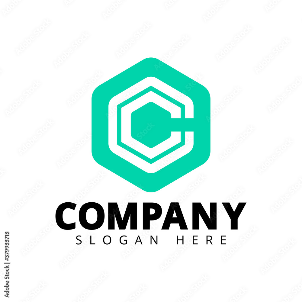 letter C inside a hexagonal shape. good for any business logo. letter C inside a hexagonal shape. good for any business logo.