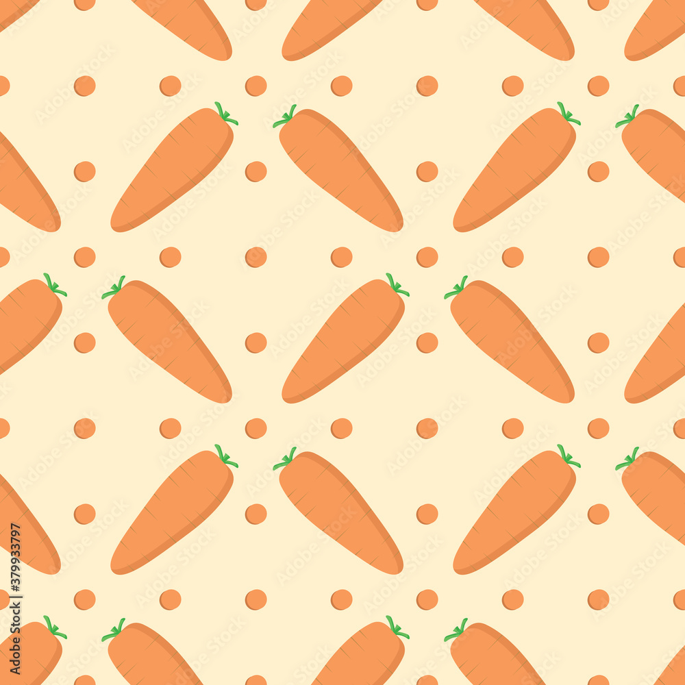 pattern of orange carrots in a minimalist style on a light background with circles pattern of orange carrots in a minimalist style on a light background with circles