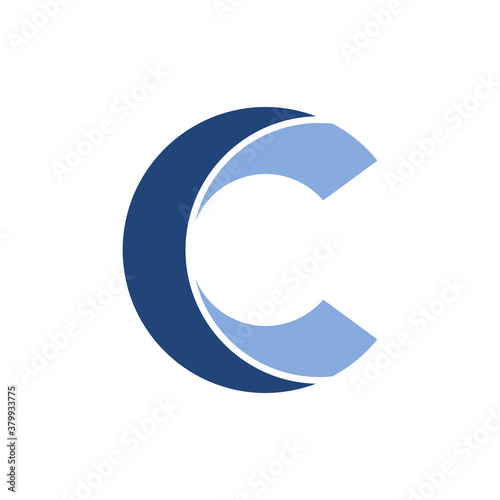 simple letter C. technology graphic asset. blue logo.