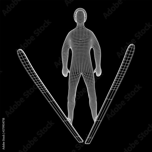 Ski jumper sportsman vector illustration.