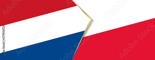 Netherlands and Poland flags, two vector flags.