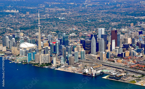 aerial city skyline of Toronto, Ontario Canada
