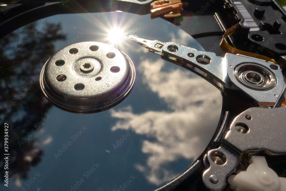 internal moving parts and electronics of a typical disc hard drive internal moving parts and electronics of a typical disc hard drive