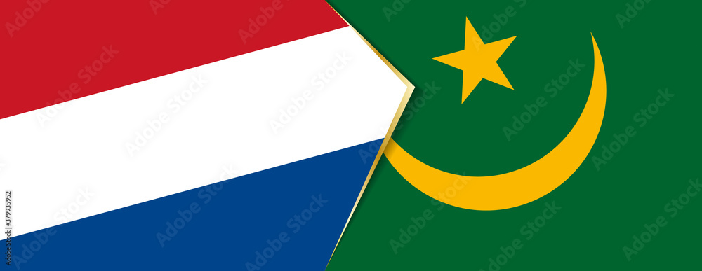 Netherlands and Mauritania flags, two vector flags. Netherlands and Mauritania flags, two vector flags.