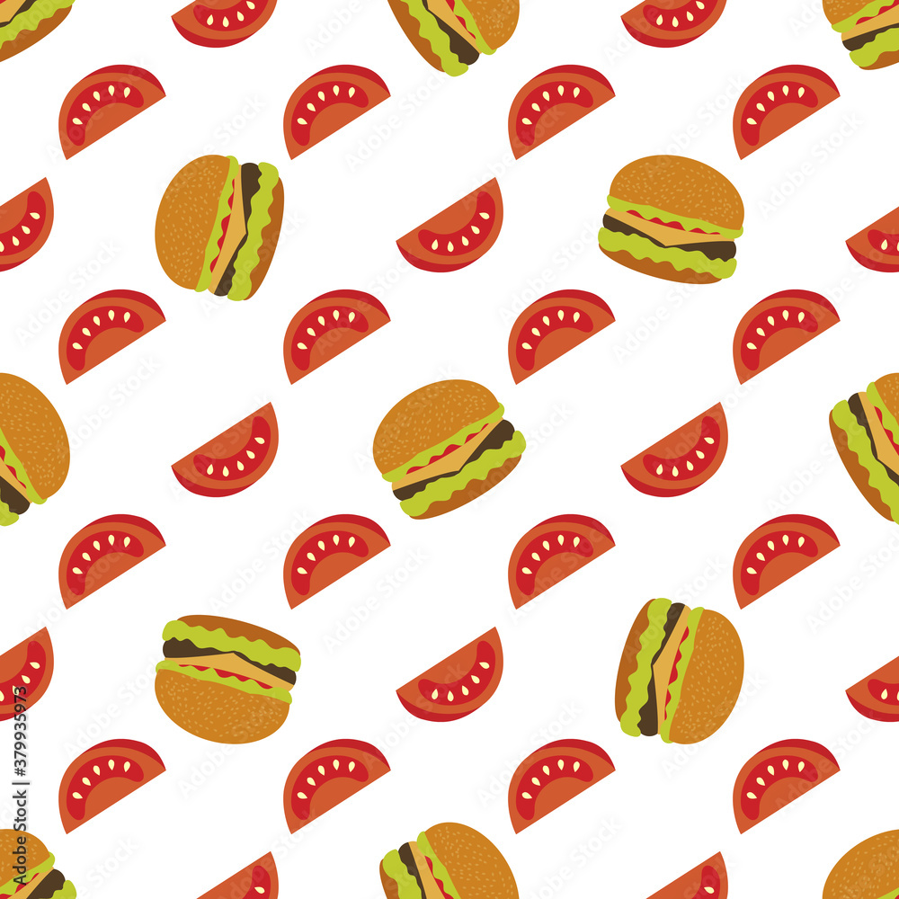 Vector Pattern Burger Takeaway Fast Food Lunch Vector Pattern Burger Takeaway Fast Food Lunch