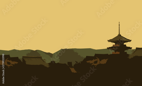Kyoto-style background illustration of the ancient capital