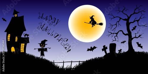 halloween composition with vector isolated elements, holiday poster