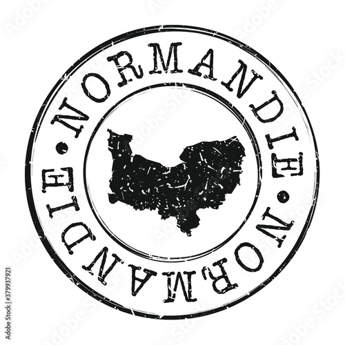 Normandy, France Map Postmark. A Silhouette Postal Passport. Stamp Round Vector Icon. Vintage Postage Designs.