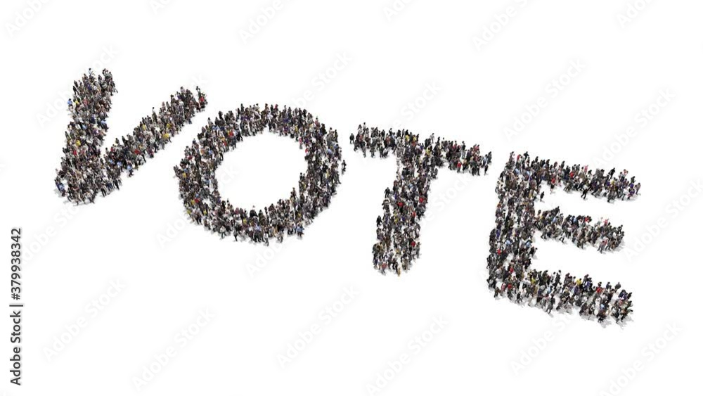 People gathered into crowd forming the text VOTE
People gathered into crowd forming the text VOTE