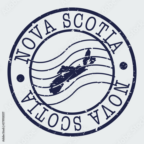 Nova Scotia Stamp Postal. A Map Silhouette Seal. Passport Round Design. Vector Icon Design Retro Travel.