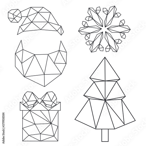 Vector abstract polygonal geometric christmas symbol.