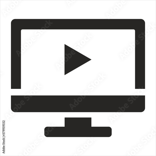 Isolated minimal icon. Play graph linear vector icon for websites and mobile minimalistic flat design.
