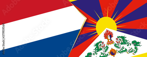 Netherlands and Tibet flags, two vector flags.
