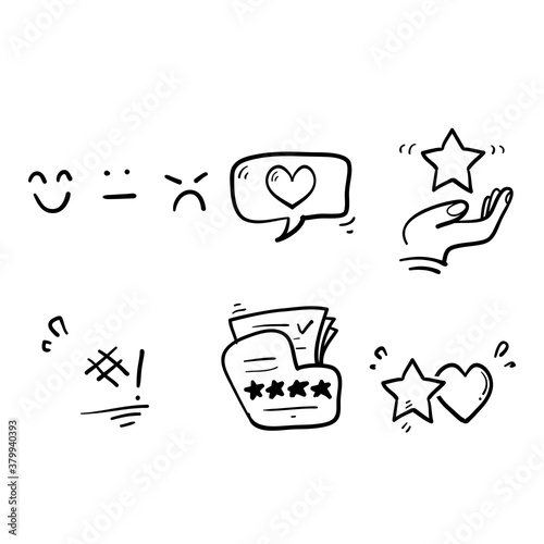 hand drawn Simple Set of Customer Satisfaction Related Vector Line Icons. with doodle style vector isolated