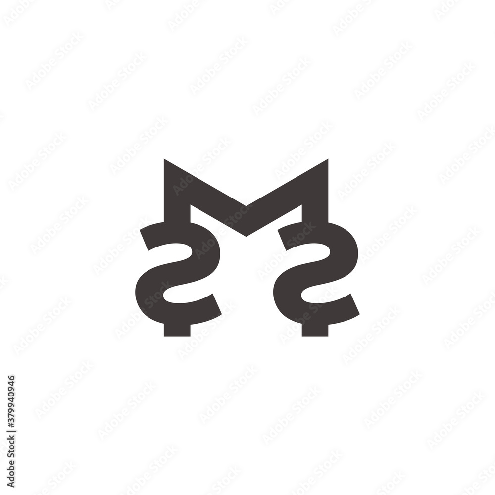 letter m2 simple geometric linked line logo vector letter m2 simple geometric linked line logo vector