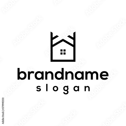 tree House, wooden house logo design vector