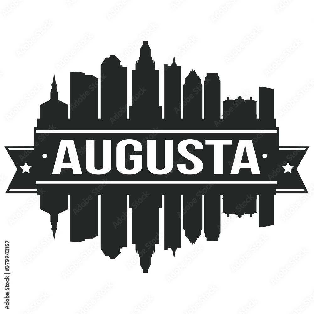 Augusta Maine, Skyline Silhouette Design City Vector Art Stencil Logo.
