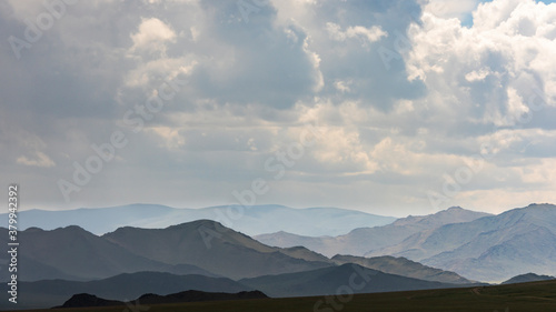 Steppe in Mongolia with Dark Clouds