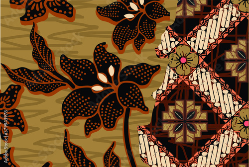Indonesian batik motifs with very distinctive plant patterns